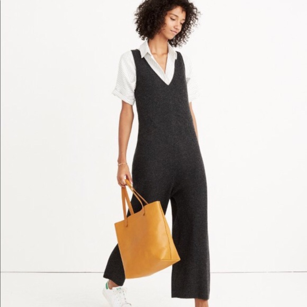 Madewell Gray Wide-Leg Sweater Jumpsuit